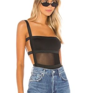 Revolve Superdown Strappy Black Bodysuit